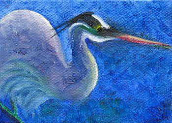 Dawns Blue Heron  Constance Heffernan Eau Claire WI oil on canvas